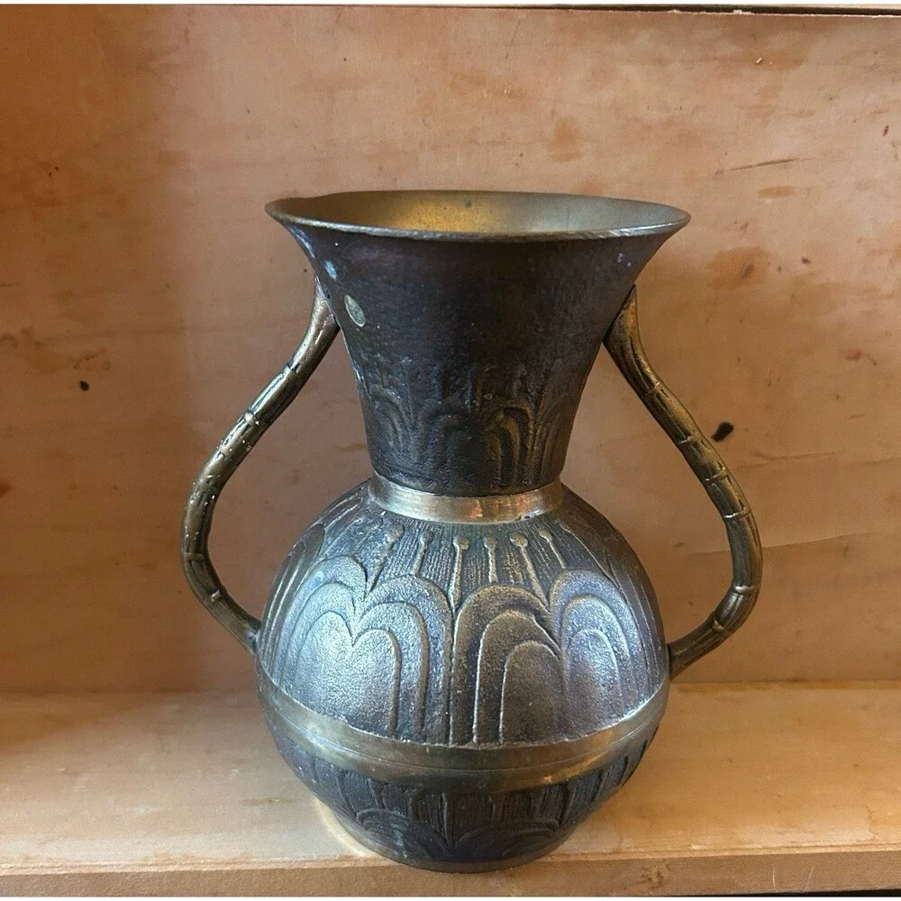 Vintage Decor Brass Vase Mid Century Modern Old Hollywood For Flowers Gorgeous